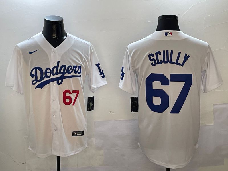 Men Los Angeles Dodgers 67 Scully White Game 2024 Nike MLB Jersey style 01084